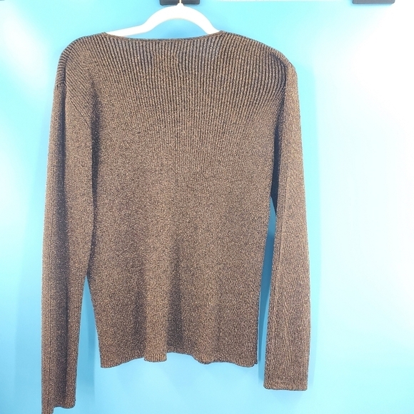 Chico's silk blend v-neck metallic sweater - Picture 8 of 14